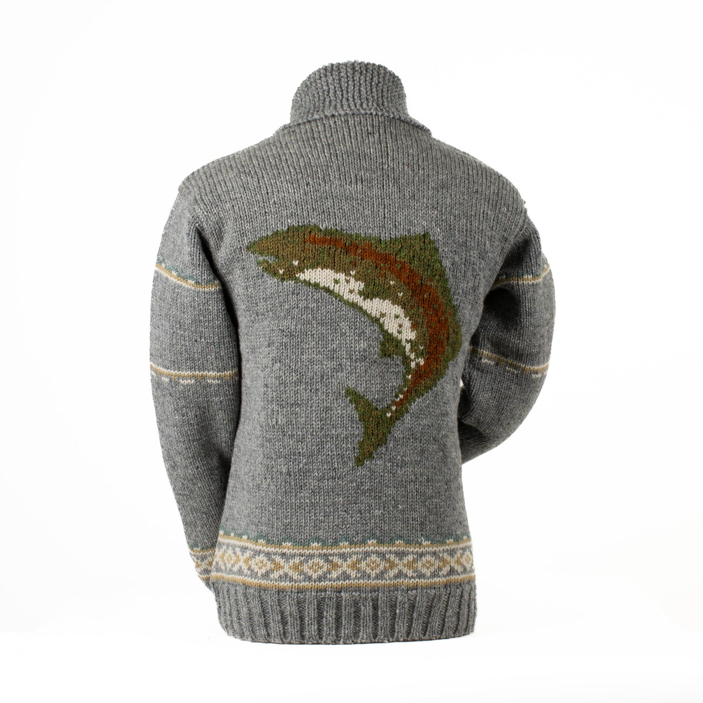 Lost Horizons Knitwear Gone Fishing sweater featuring a cozy, nautical-inspired design with fishing motifs and a comfortable fit.