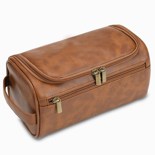 ACCITY Retro Travel Dopp Kit toiletry bag with vintage design, compact and durable for travel organization.