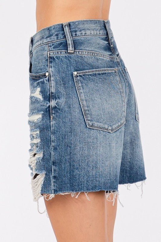 Frayed Hem Denim Shorts