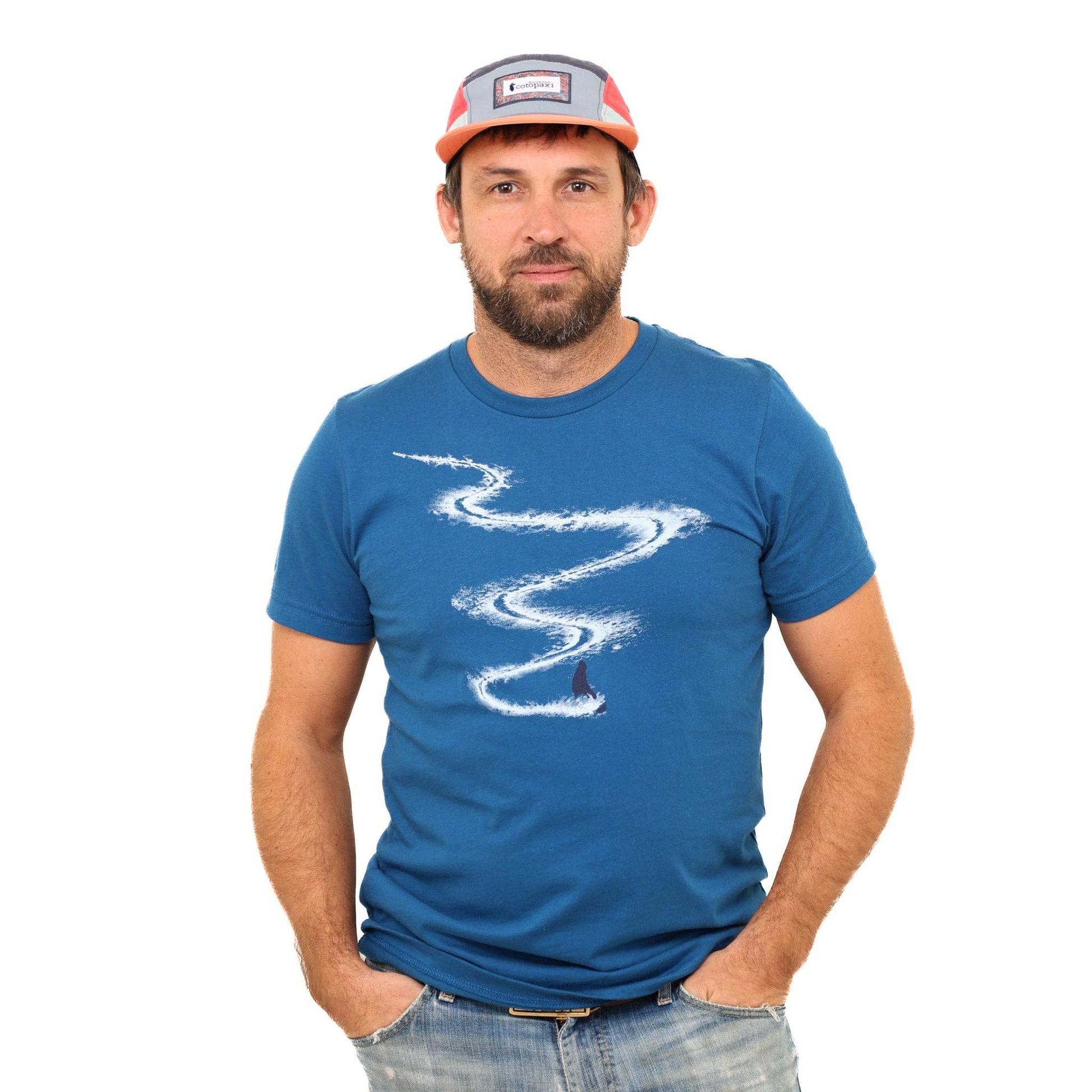 White First Run T-Shirt by Slow Loris with a minimalist design, made from soft, comfortable fabric.