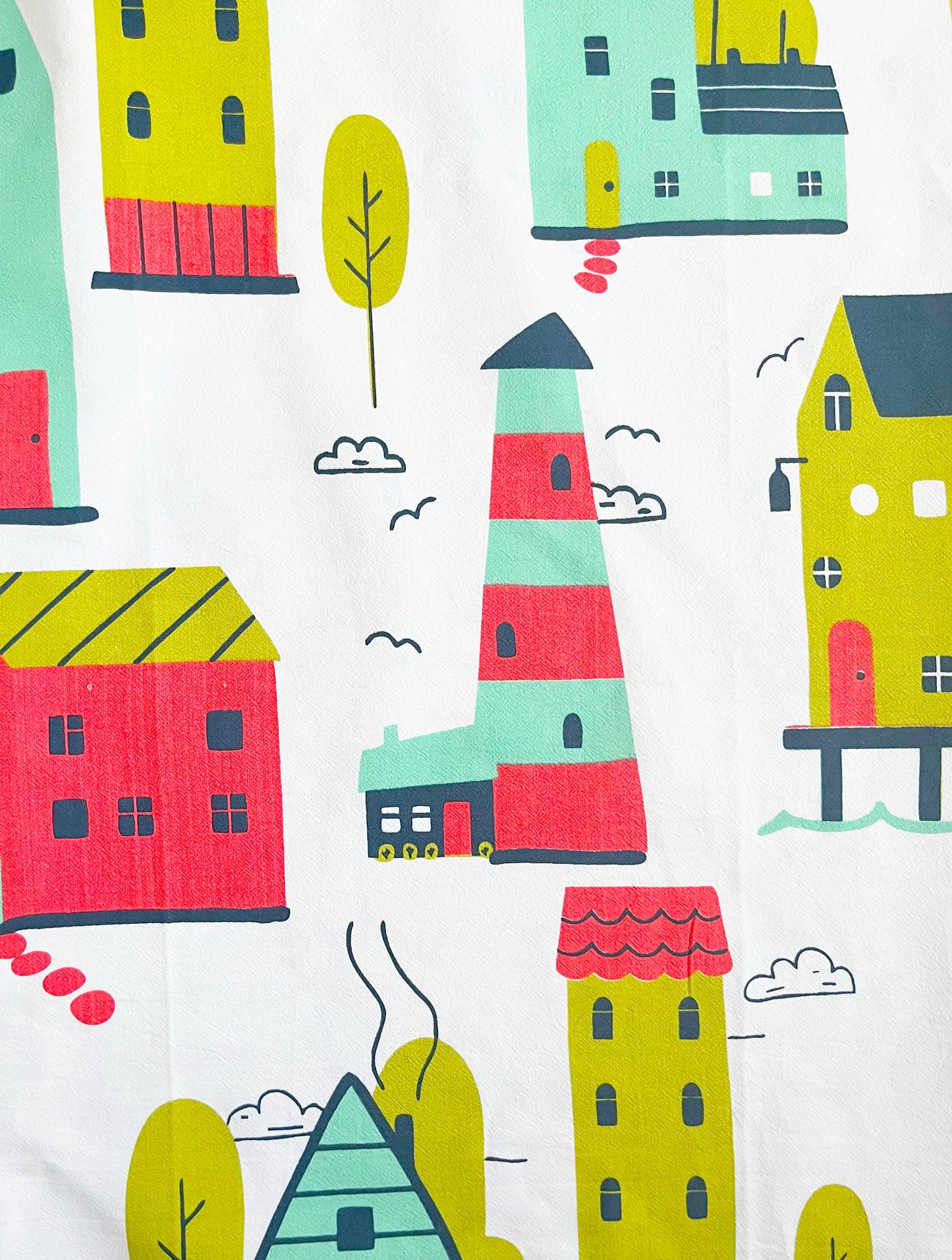 Houses Illustrated Abstract Homes Kitchen Towel