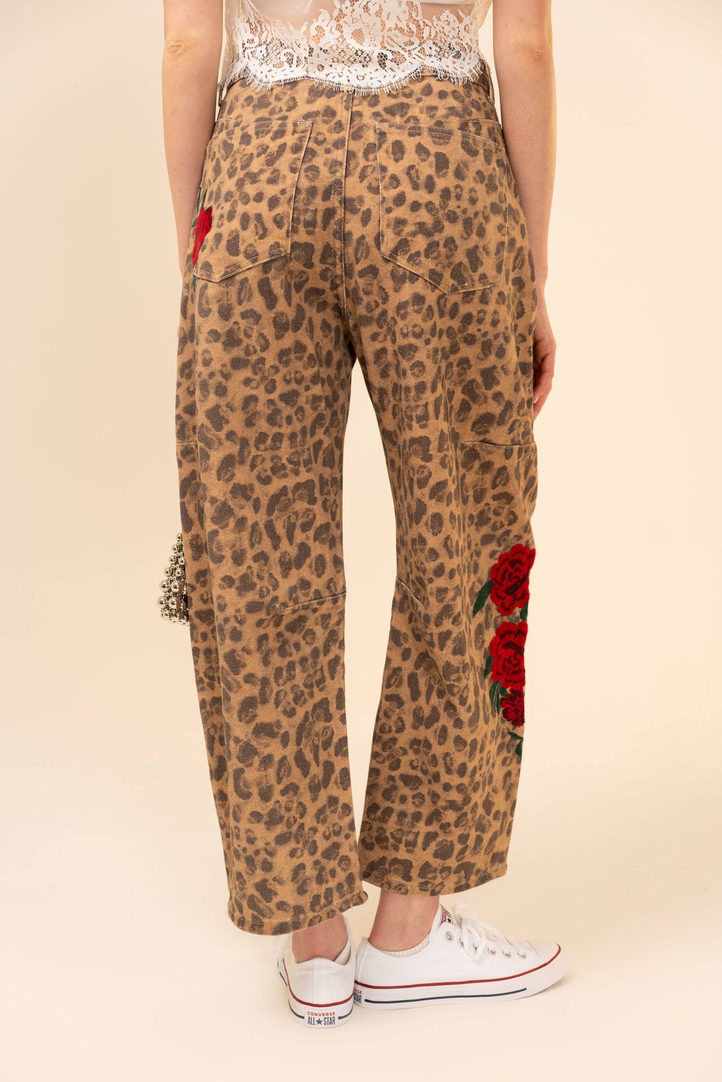Rose Leopard Barrel Pants