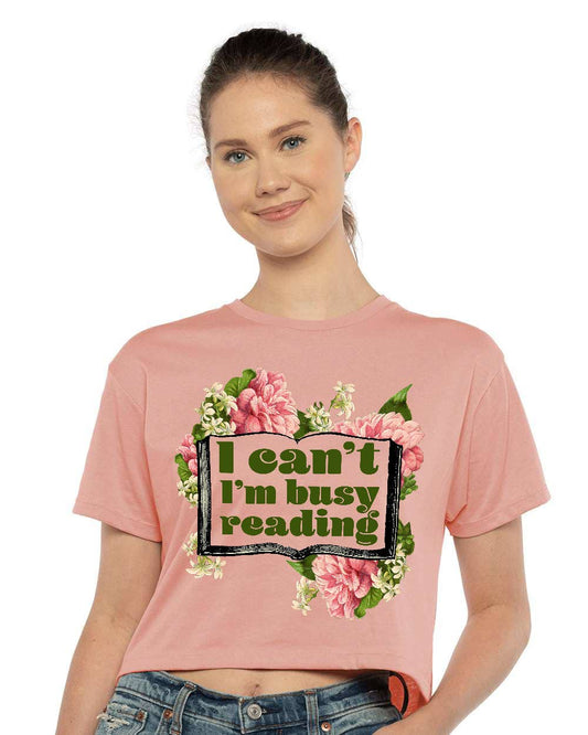 Pink Busy Reading T-shirt by The Coin Laundry featuring a casual fit and graphic design, perfect for everyday wear.