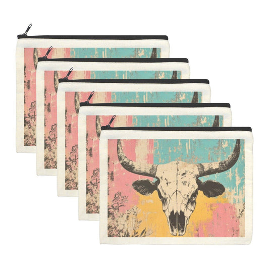 Pop Western Skull cosmetic bag by BAHA RANCH WESTERN WEAR featuring a western-themed skull design on a durable bag.