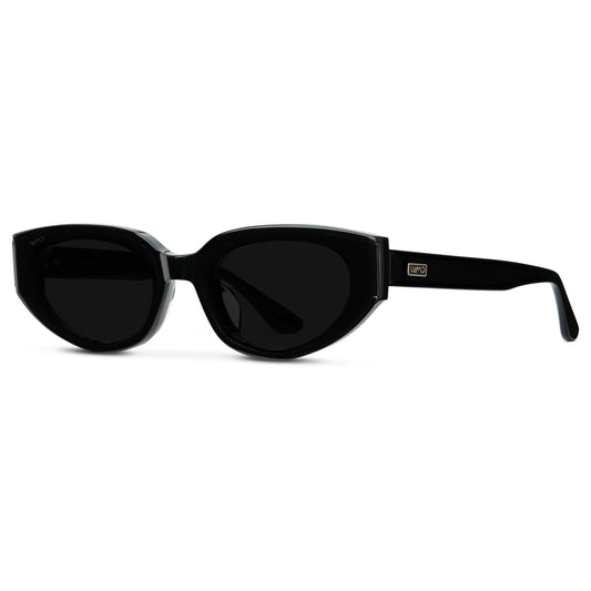 WMP Eyewear Astra women's sunglasses with black frames and tinted lenses, stylish eyewear for sun protection