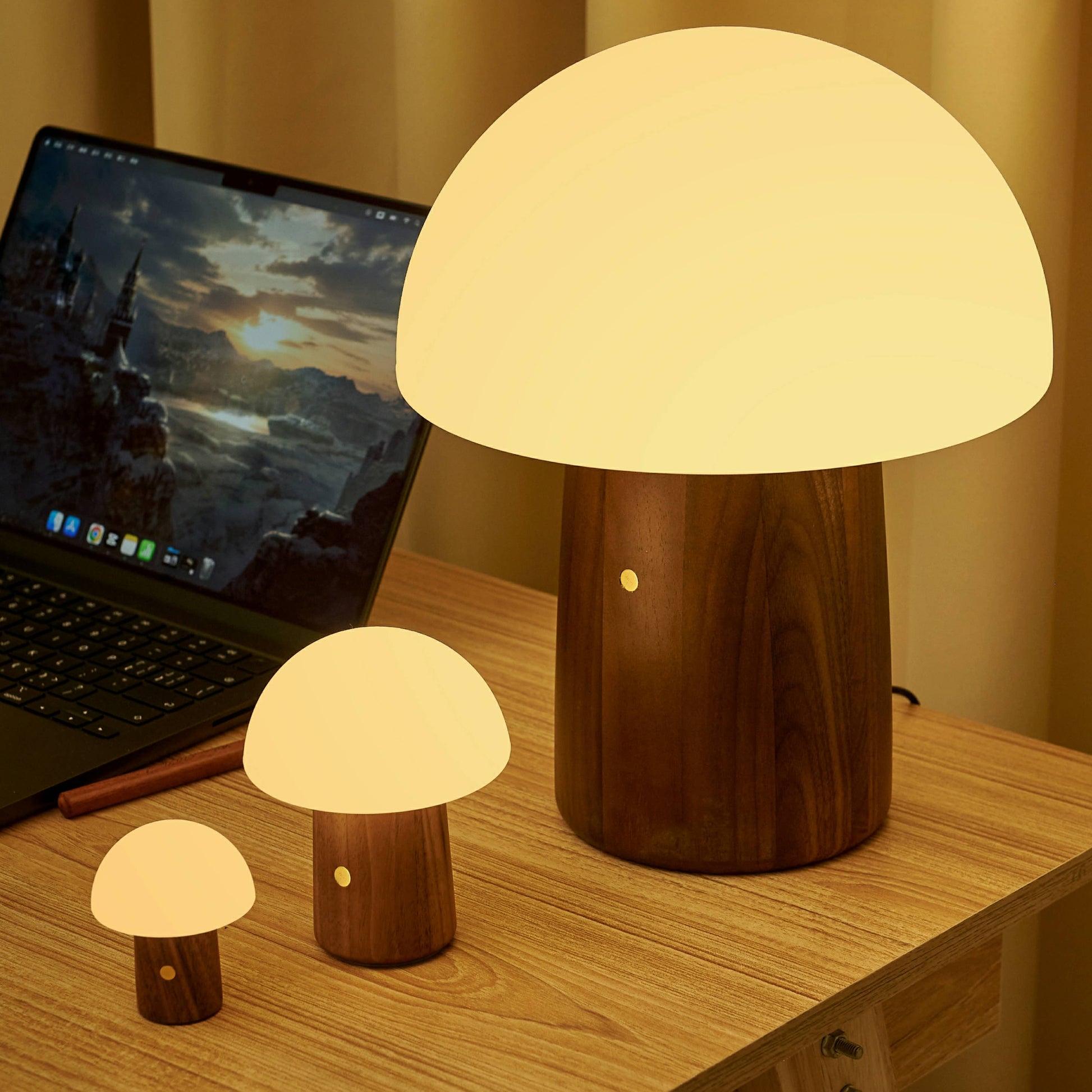 Gingko Design Alice Mushroom Lamp in super mini size, featuring a whimsical mushroom-shaped ceramic lamp with soft glowing light.