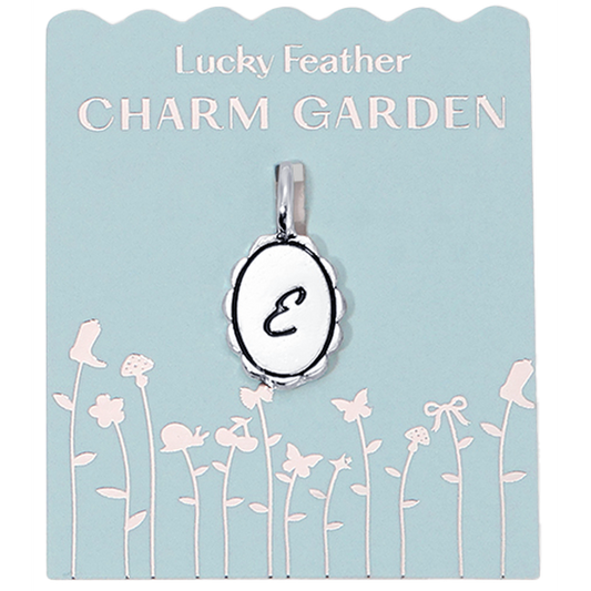 Charm Garden - Silver - Scalloped Initial Charm - E