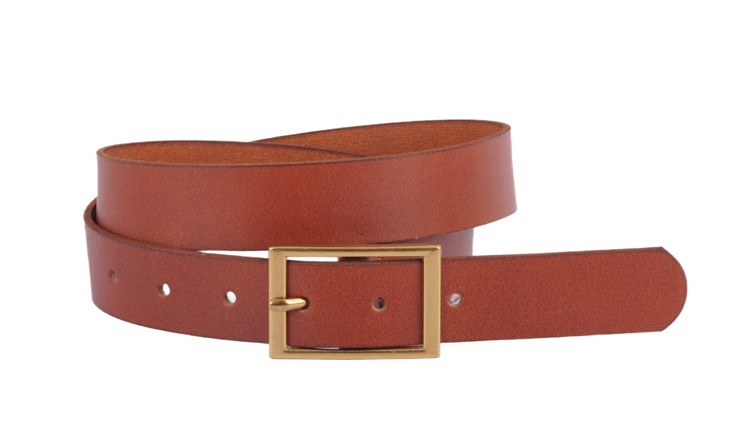 Most Wanted USA classic rectangle buckle leather belt with smooth brown strap and durable metal buckle, perfect for casual or formal wear.