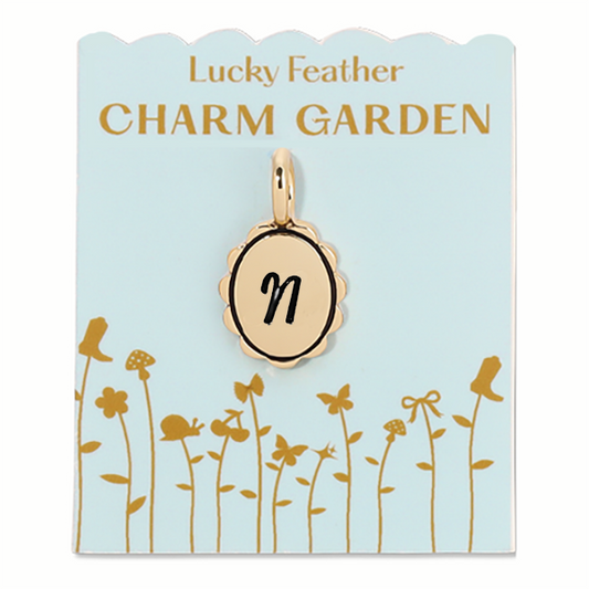 Charm Garden - Scalloped Initial Charm - Gold - N