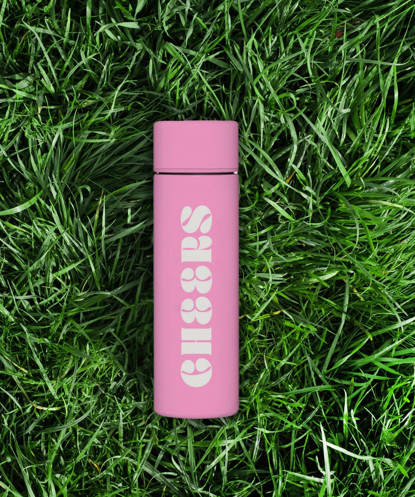 Soiree-Sisters Cheers Flask with engraved design, stainless steel body, and compact size for on-the-go drinks.