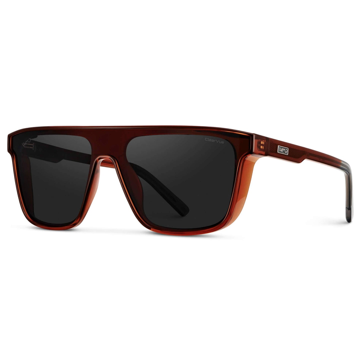WMP Eyewear Jett men's polarized sunglasses with black frames and dark tinted lenses, stylish and protective eyewear for outdoor activities.