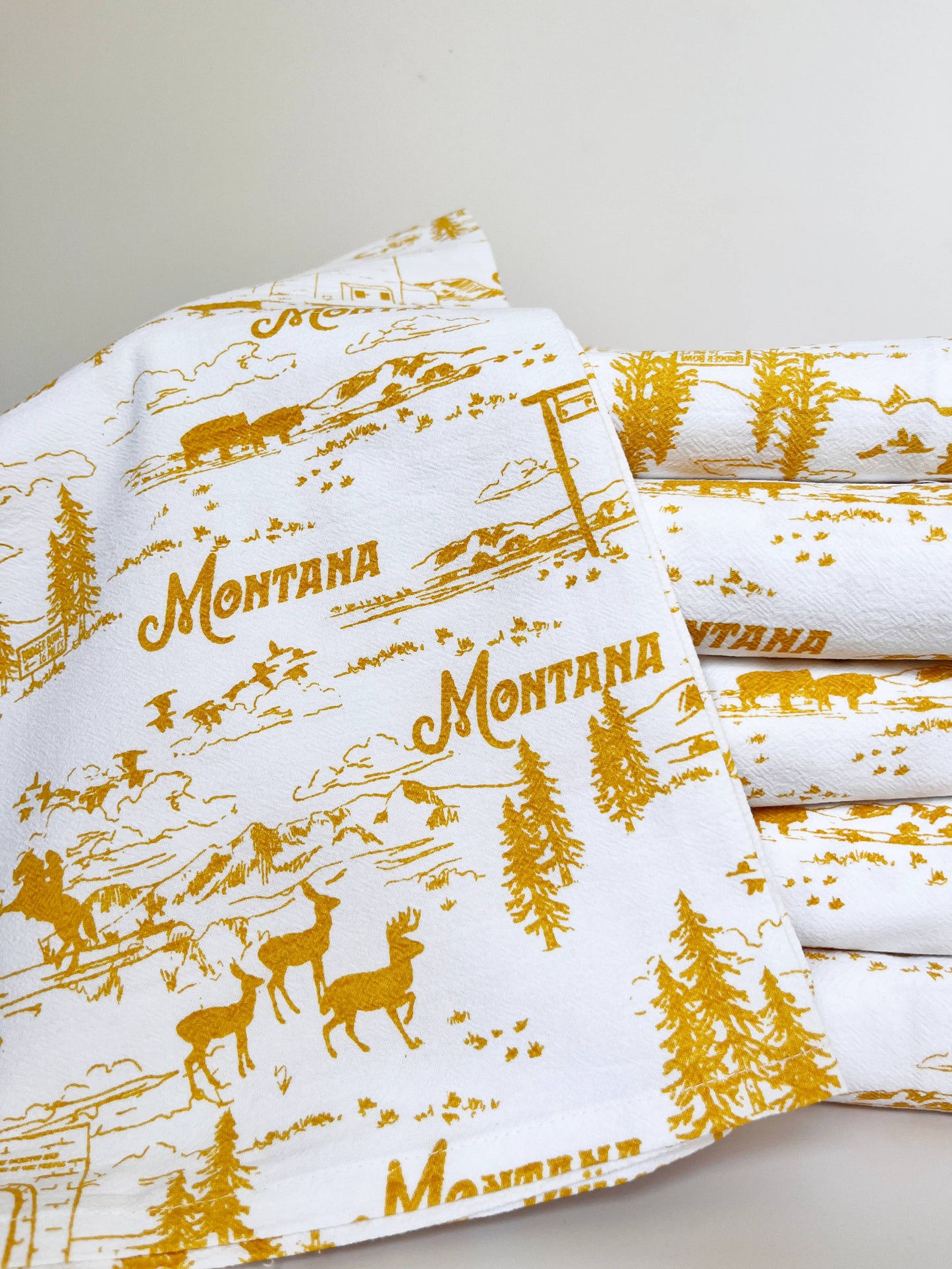 Montana Scenes cotton kitchen towel by The Coin Laundry featuring a scenic Montana landscape design.