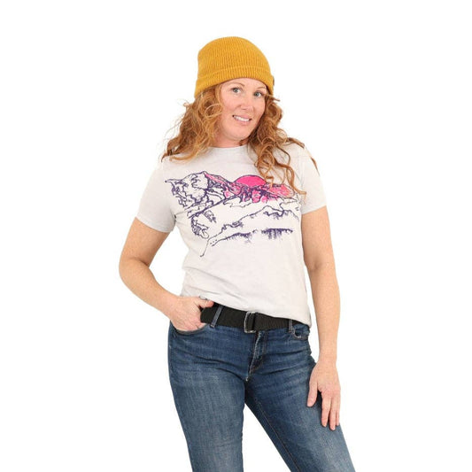 Princess & Buck Midnight Mountain T-shirt featuring a mountain scene design on soft fabric with a relaxed fit.