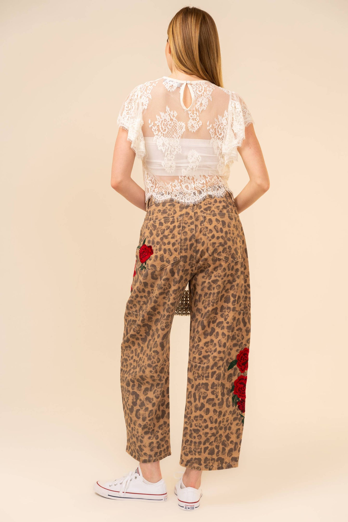 Rose Leopard Barrel Pants