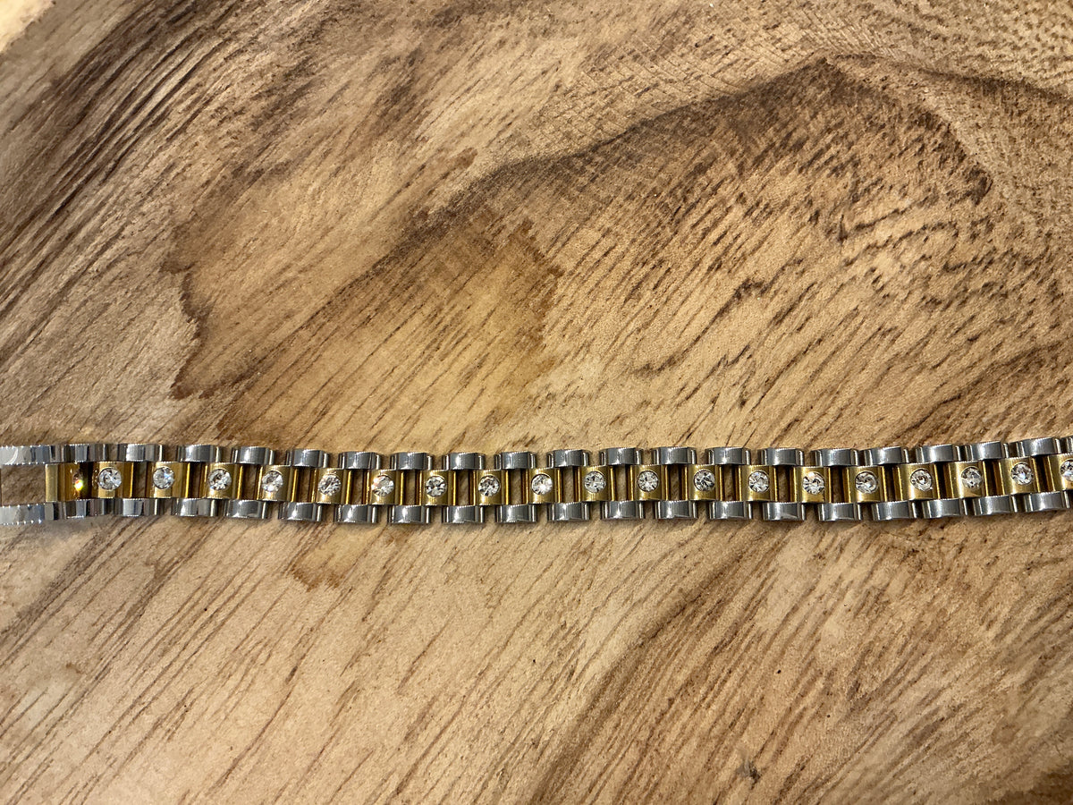 DIAMOND TWO TONED WATCH BAND BRACELET