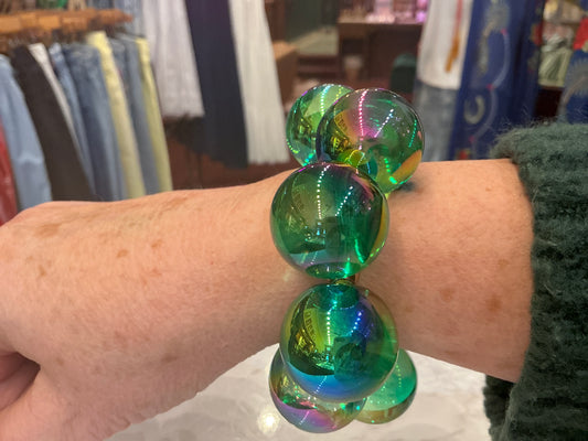 Colorful Bubble Statement Bracelet by Queen Gypsy with large, vibrant beads in an eye-catching design.