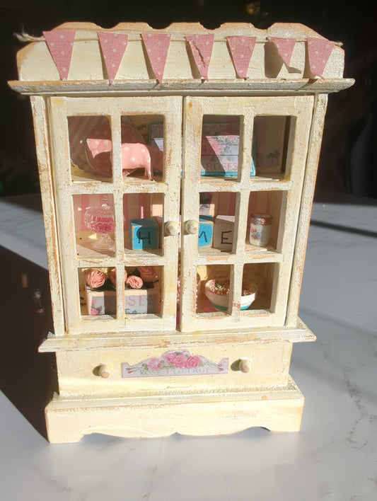 Miniature Pink/White Hutch Scene