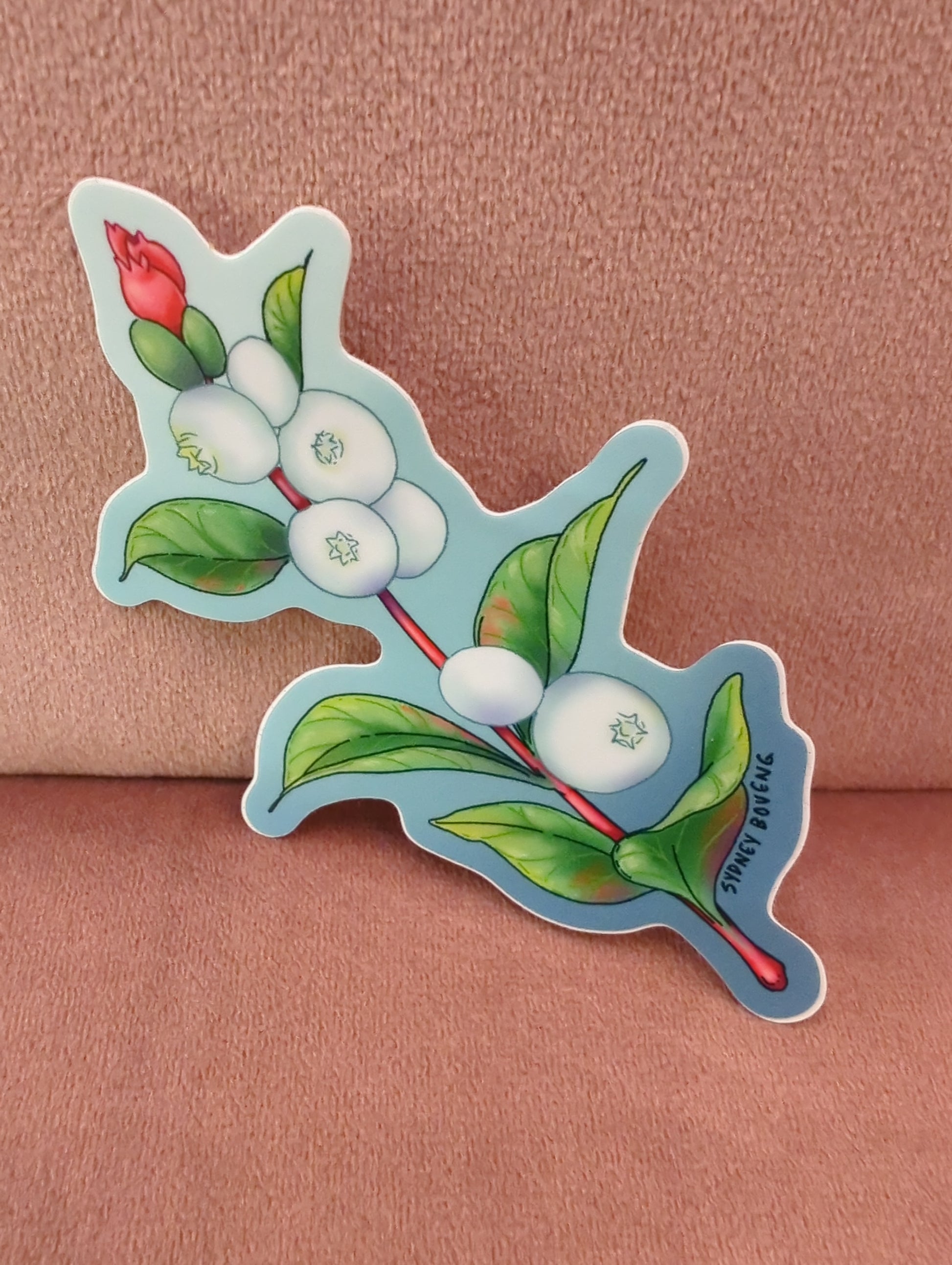 Sheet of Sydney Boveng Snowberries stickers featuring vibrant berry and snowberry designs for decorative use.