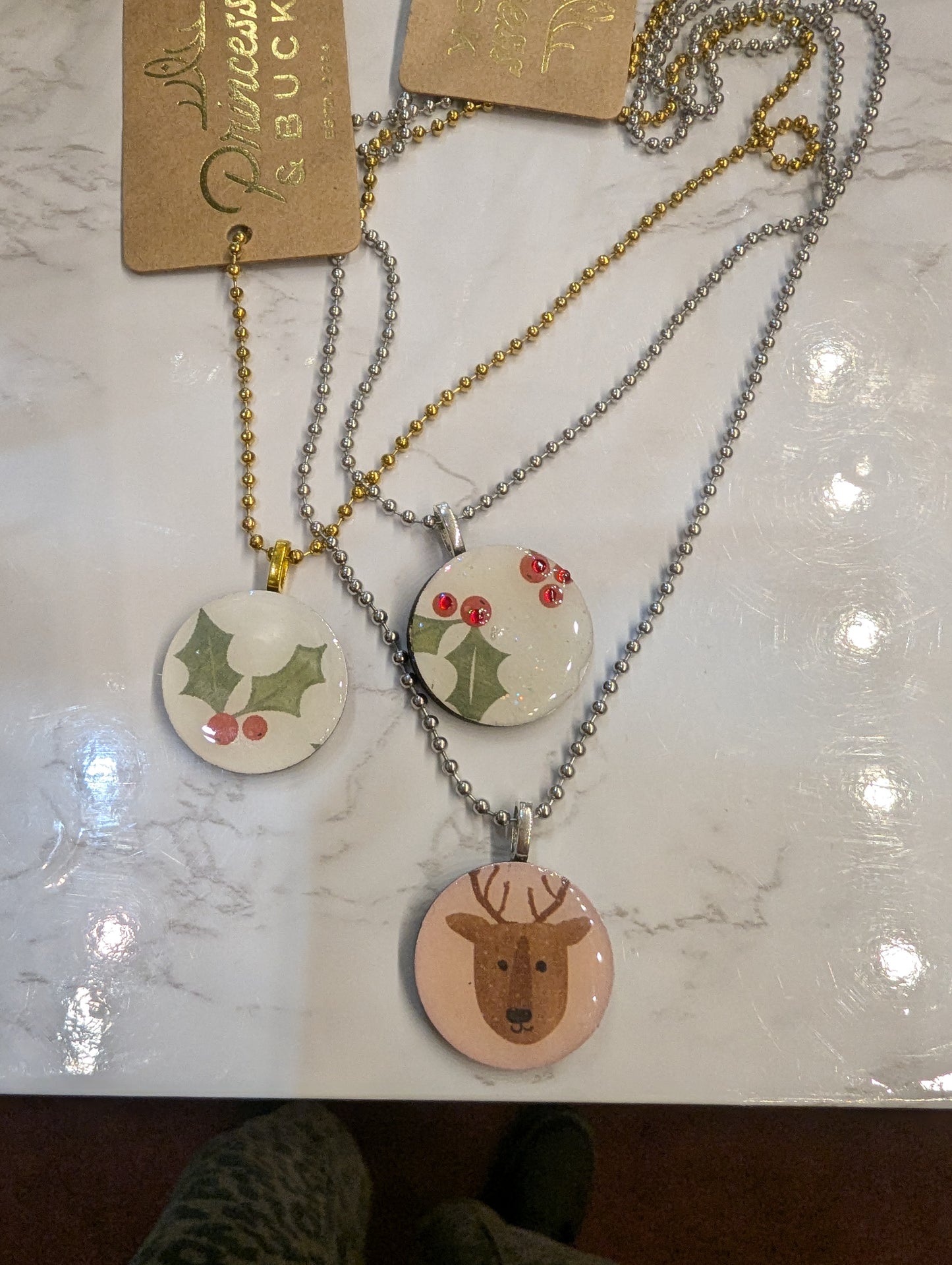 Ball Chain Christmas Necklace