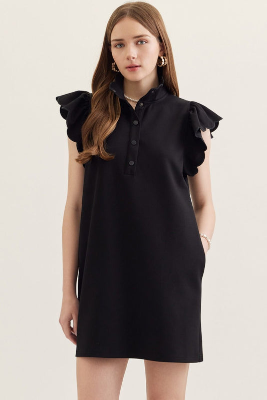 Princess & Buck Fern Gully Dress with scalloped hem, lightweight fabric, and floral pattern, perfect for casual summer wear.