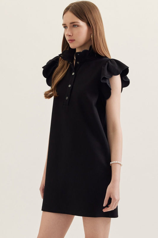 Princess & Buck Fern Gully Dress with scalloped hem, lightweight fabric, and floral pattern, perfect for casual or summer wear.