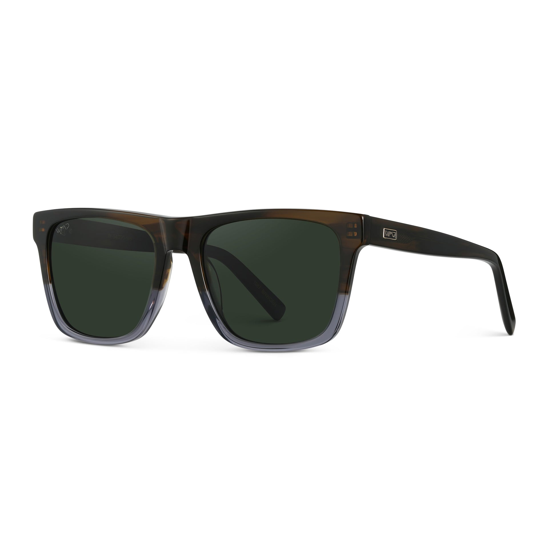 WMP Eyewear Denver polarized sunglasses with black frames and dark tinted lenses, designed for stylish sun protection.